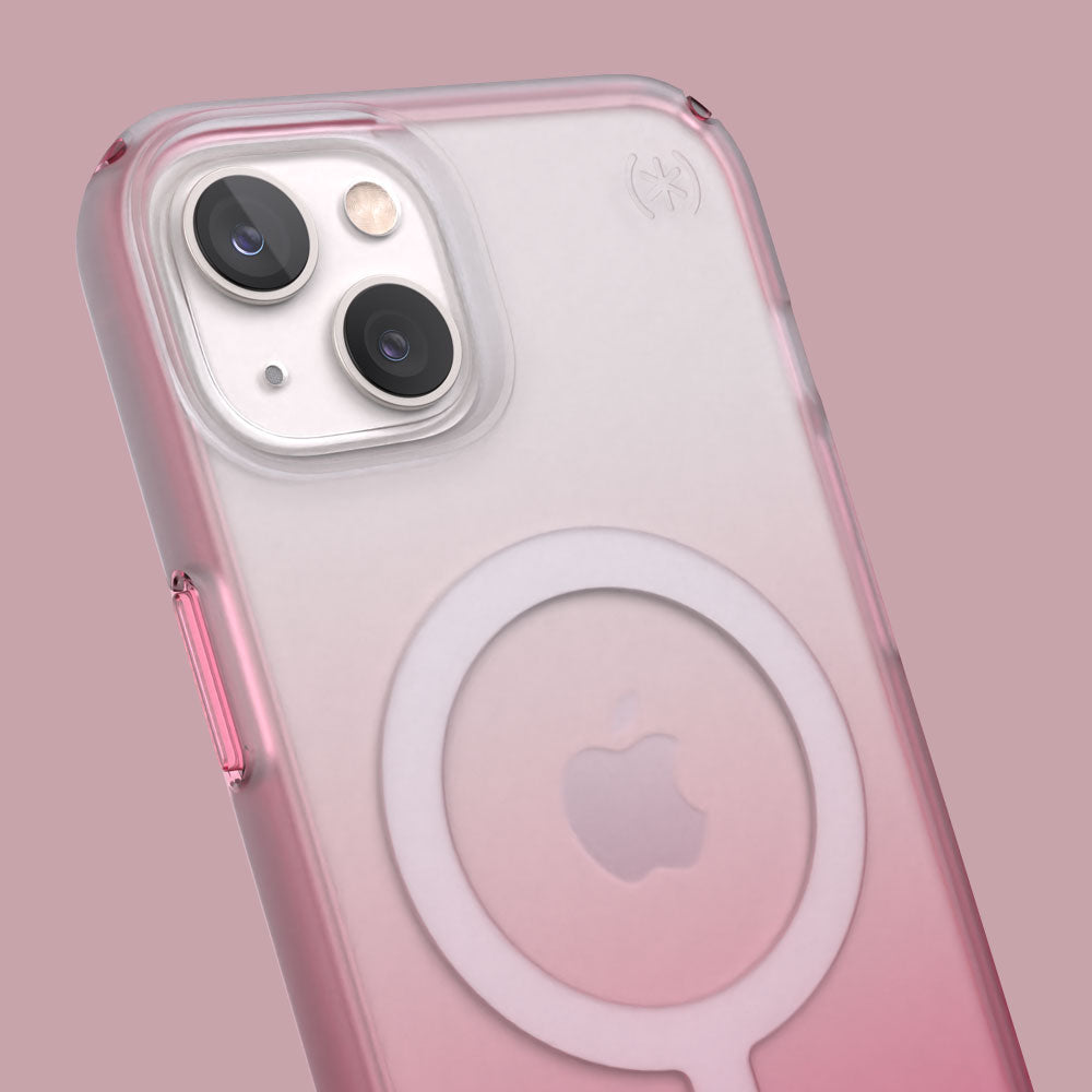 Three-quarter angle of iPhone 13 case in Cosmo Pink Fade