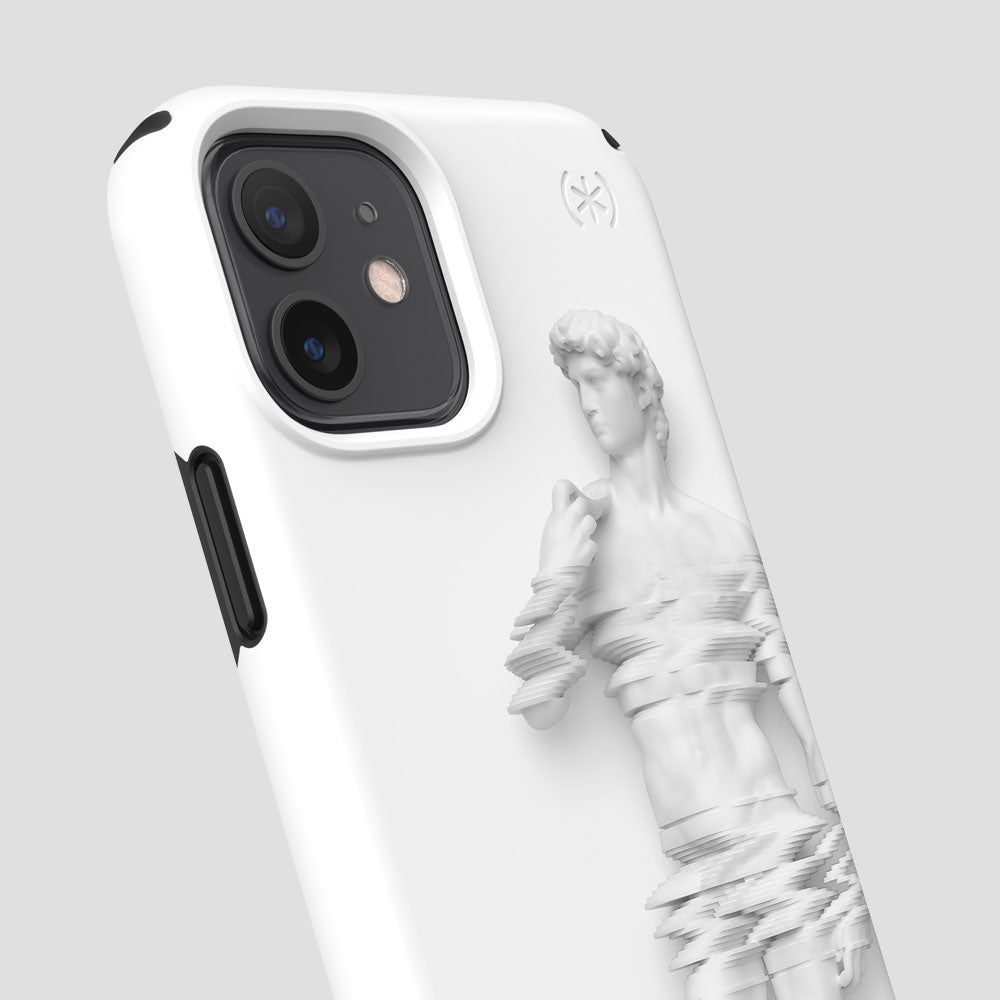 Three-quarter angle of iPhone 12 Pro case in Motions In Marble pattern