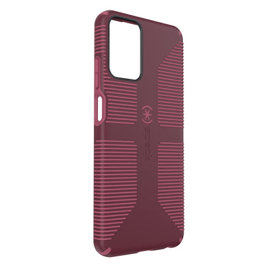 Three-quarter view of back of phone case#color_rusty-red-currant-red