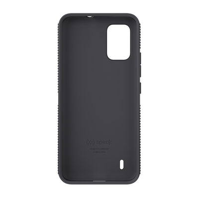 Three-quarter view of back of phone case.#color_granite-black-dusk-grey