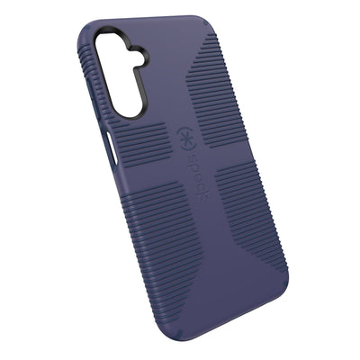 Tilted three-quarter angled view of back of phone case#color_thunder-blue-space-blue