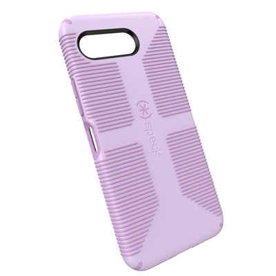 Tilted three-quarter angled view of back of phone case#color_phlox-purple-pale-iris