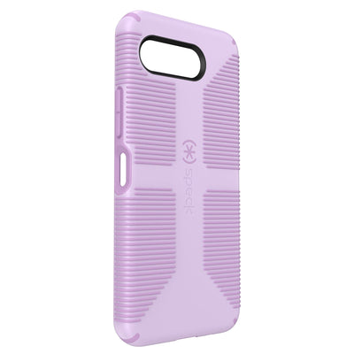 Three-quarter view of back of phone case#color_phlox-purple-pale-iris