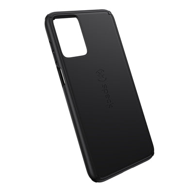 Tilted three-quarter angled view of back of phone case#color_black