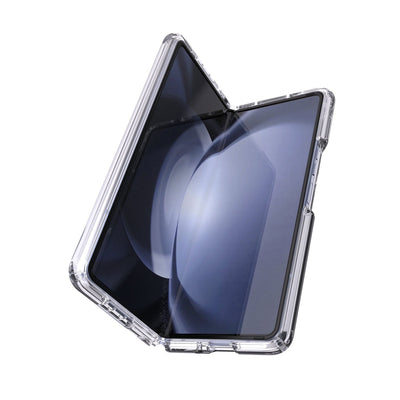 Three-quarter view of fold phone with case half open#color_clear