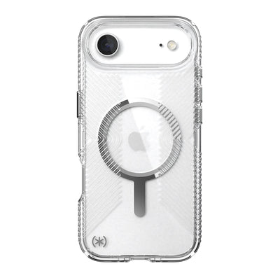 Back view of the phone case with phone inside from straight on#color_clear-silver