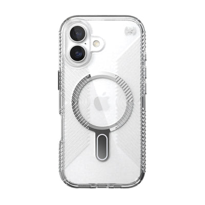 Back view of the phone case with phone inside from straight on#color_clear-silver