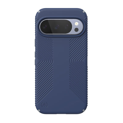 Back view of the phone case with phone inside from straight on#color_coastal-blue-dust-grey