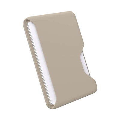 Three-quarter angled view of Wallet for MagSafe with ClickLock.#color_pale-oak-dark-umber