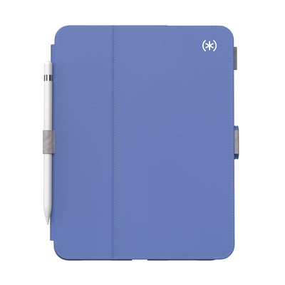 Straight-on view of the front of the case, with folio closed.#color_grounded-purple-sweater-grey-white