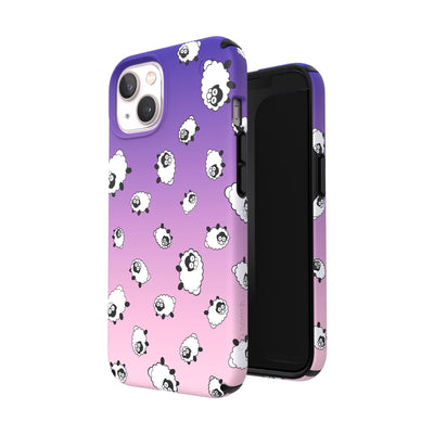 Three-quarter view of back of phone case simultaneously shown with three-quarter front view of phone case#color_sweet-dreams