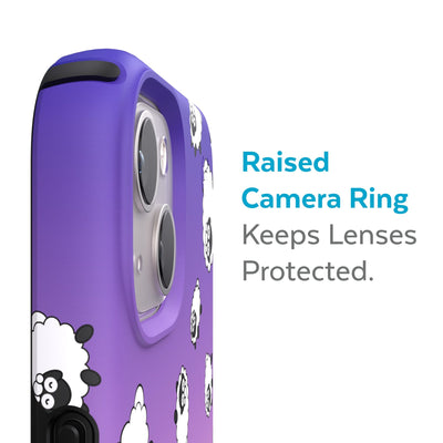 Slightly tilted view of side of phone case showing phone cameras - Raised camera ring keeps lenses protected.#color_sweet-dreams