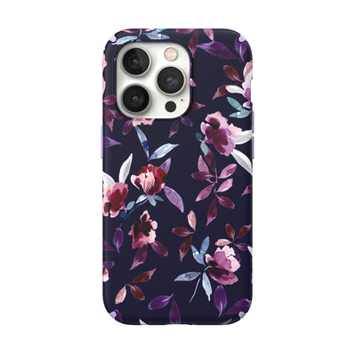 View of the back of the phone case from straight on#color_spring-purple-violet-floral