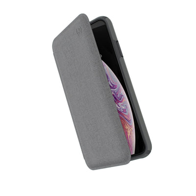 Speck iPhone XS Max Heathered Chelsea Grey/Chelsea Grey/Graphite Grey Presidio Folio iPhone XS Max Cases Phone Case