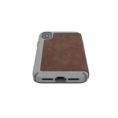 Speck iPhone XS/X Saddle Brown/Light Graphite Grey Presidio Folio Leather iPhone XS / X Cases Phone Case