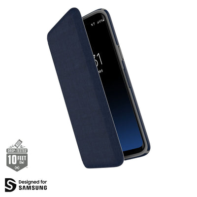 Speck Galaxy S9 Plus Heathered Eclipse Blue/Eclipse Blue/Gunmetal Grey Presidio Folio Samsung Galaxy S9+ Cases Phone Case