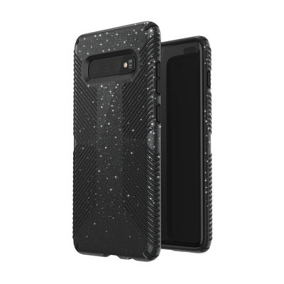 Speck Galaxy S10+ Obsidian Black with Silver Glitter/Black Presidio Grip + Glitter Galaxy S10+ Cases Phone Case