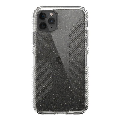 Speck iPhone 11 Pro Max Clear with Gold Glitter/Clear Presidio Perfect-Clear Glitter + Grips iPhone 11 Pro Max Cases Phone Case