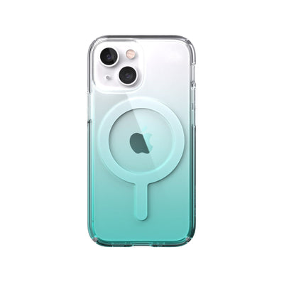 View of the back of the phone case from straight on.#color_clear-fantasy-teal-fade