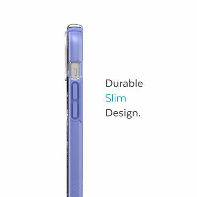 Side view of phone case - Durable slim design.#color_clear-grounded-purple