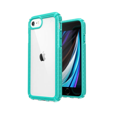 Speck iPhone SE/iPhone 8 Clear/Caribbean Blue Presidio V-Grip iPhone SE (2020) / iPhone 8 Cases Phone Case