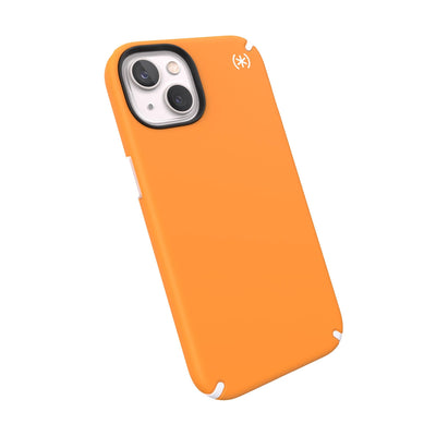 Tilted three-quarter angled view of back of phone case#color_uplift-orange-white