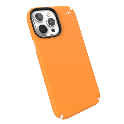Tilted three-quarter angled view of back of phone case#color_uplift-orange-white