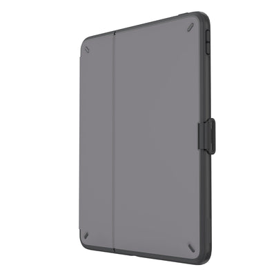 Three-quarter view of front of the case, with folio closed.#color_filigree-grey-slate-grey