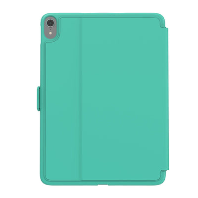 Straight-on view of the back of the case, with folio closed.#color_tropic-teal