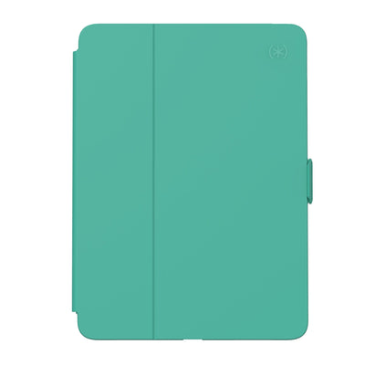 Straight-on view of the front of the case, with folio closed.#color_tropic-teal