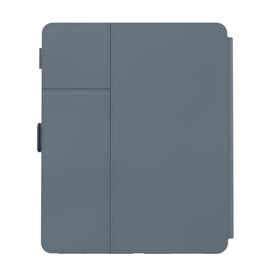 Straight-on view of the back of the case, with folio closed.#color_stormy-grey-charcoal-grey