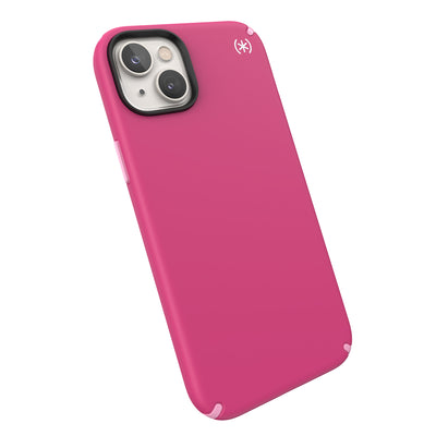 Tilted three-quarter angled view of back of phone case#color_digital-pink-blossom-pink