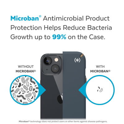 Back view, half without case, other with case, less germs on case - Microban antimicrobial product protection helps reduce bacteria growth up to 99% on the case.#color_charcoal-grey-cool-bronze