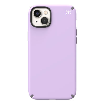 View of the back of the phone case from straight on#color_spring-purple-cloudy-grey