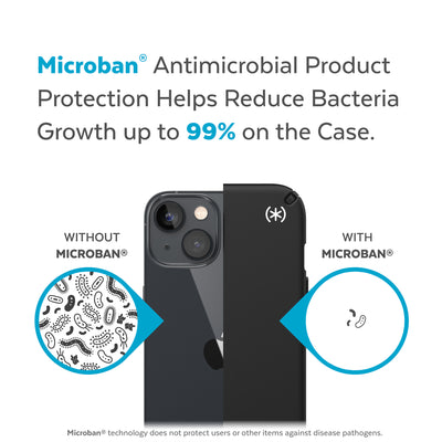 Back view, half without case, other with case, less germs on case - Microban antimicrobial product protection helps reduce bacteria growth up to 99% on the case.#color_black