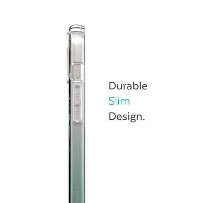 Side view of phone case - Durable slim design.#color_clear-fantasy-teal-fade