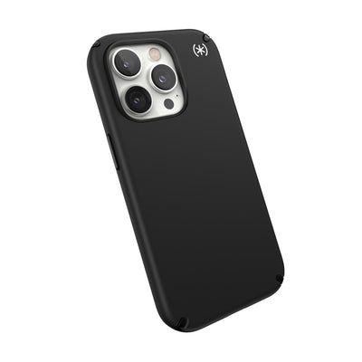 Tilted three-quarter angled view of back of phone case#color_black