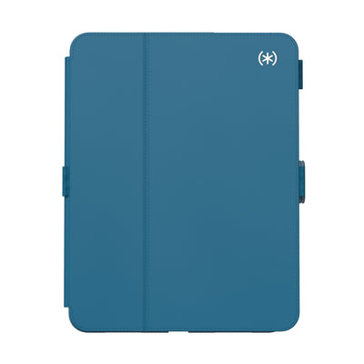 Straight-on view of the front of the case, with folio closed.#color_piccards-blue-frost-beige-faded-teal