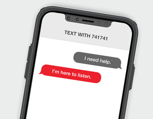 Phone with text conversation representing Crisis Text Line assistance