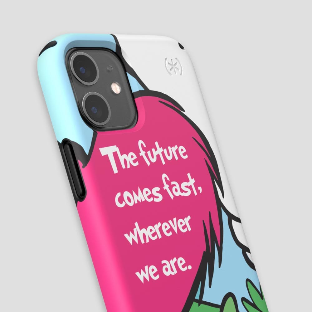 Three-quarter angle of iPhone 12 mini case in Friends Forever Wherever (Right) pattern