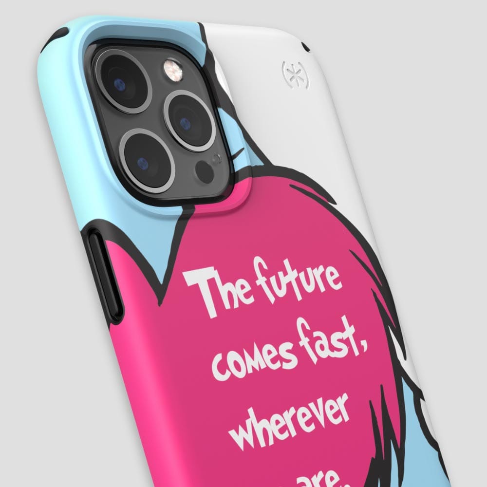 Three-quarter angle of iPhone 12 Pro Max case in Friends Forever (B) pattern