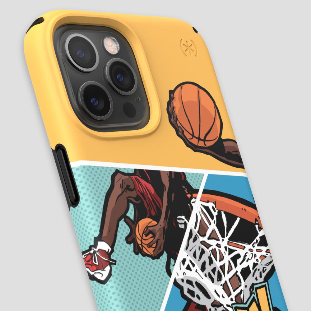 Three-quarter angle of iPhone 12 Pro Max case in Off The Court pattern