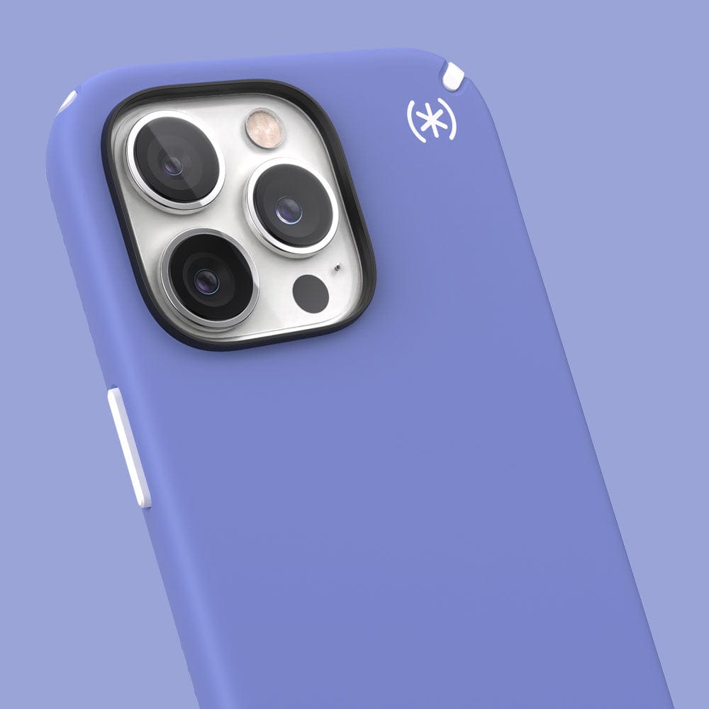 Three-quarter angle of iPhone 13 Pro case in Grounded Purple