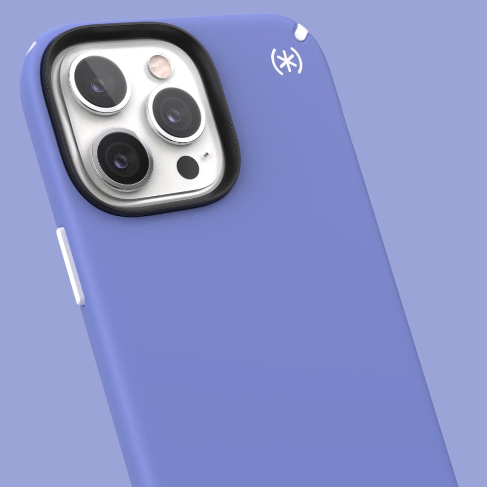 Three-quarter angle of iPhone 13 Pro Max case in Grounded Purple