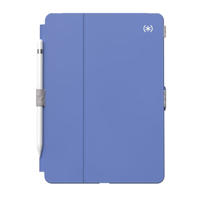 Straight-on view of the front of the case, with folio closed.#color_grounded-purple-sweater-grey-white