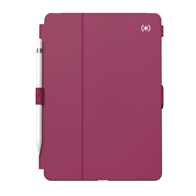 Straight-on view of the front of the case, with folio closed.#color_very-berry-red-slate-grey