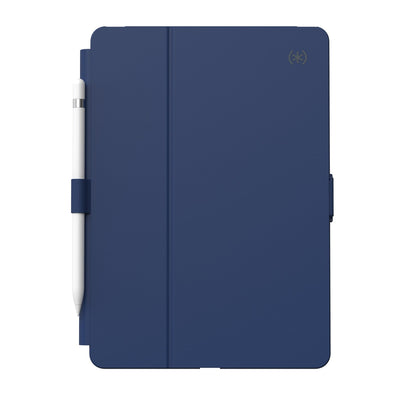 Straight-on view of the front of the case, with folio closed.#color_coastal-blue-charcoal-grey