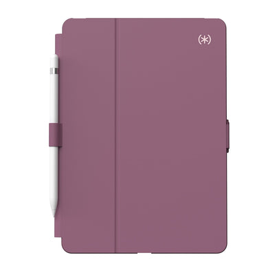 Straight-on view of the front of the case, with folio closed.#color_plumberry-purple-crushed-purple-crepe-pink