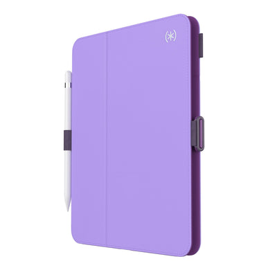 Three-quarter view of front of the case, with folio closed.#color_ube-brew-grape-parfait
