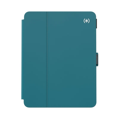 Straight-on view of the front of the case, with folio closed#color_deep-sea-teal-cloudy-grey